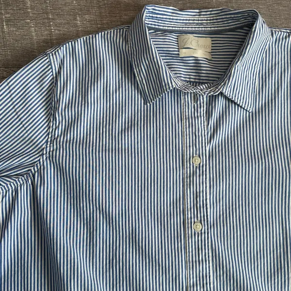 JCrew Cotton Stretch Slim Fit Poplin Shirt Womens 22 Button Up Blue Stripe AW239 - Image 3