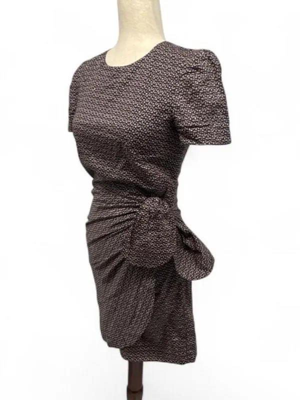 Emily and fin 100% cotton Navy and tan abstract dot print mini dress size XS - Image 2