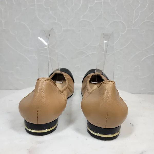 Nurture Luxford Ballet Flat Shoes Womens 7.5 Tan Black Leather Slip On Round Toe - Image 13