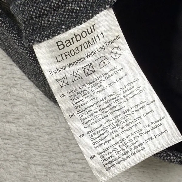 Barbour Veronica Wide Leg Trouser Gray Wool Blend Tweed Pants LTR0370MI11 Size 6 - Image 9