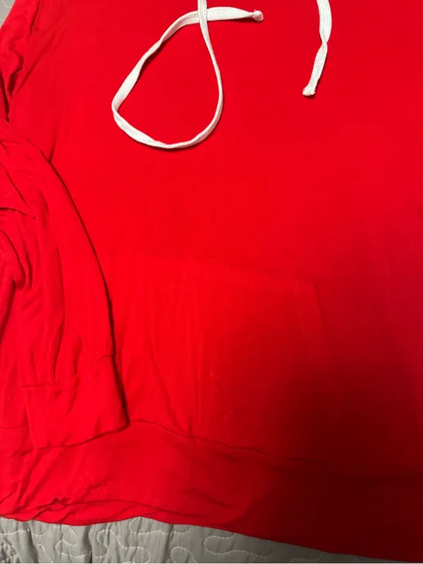 Women's Red Crewneck Hooded Pullover Size M - Image 2
