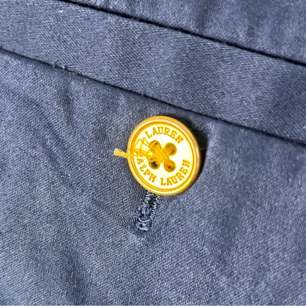 LAUREN RALPH LAUREN Navy Gold Buttons Pockets Bermuda Shorts 2 Preppy Modest - Image 6