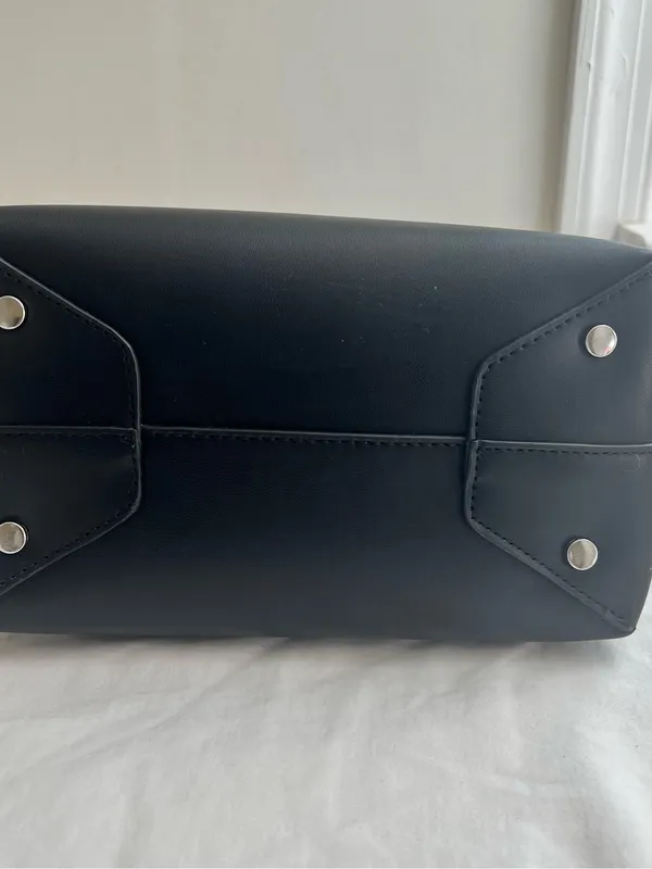 Zara Black Leather Tote with Silver O-Ring Handle - Image 6