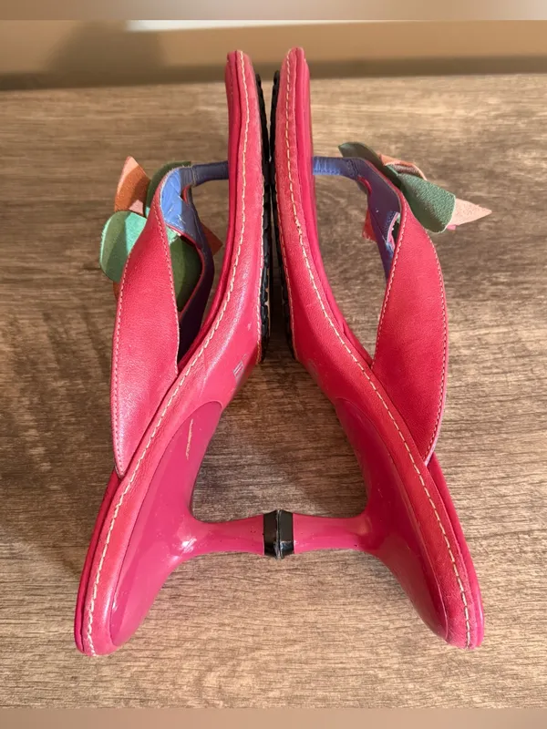 Y2K Indigo by Clark’s Leather Pink Fuchsia Kitten Heels Sandals Women’s Sz 9 - Image 11