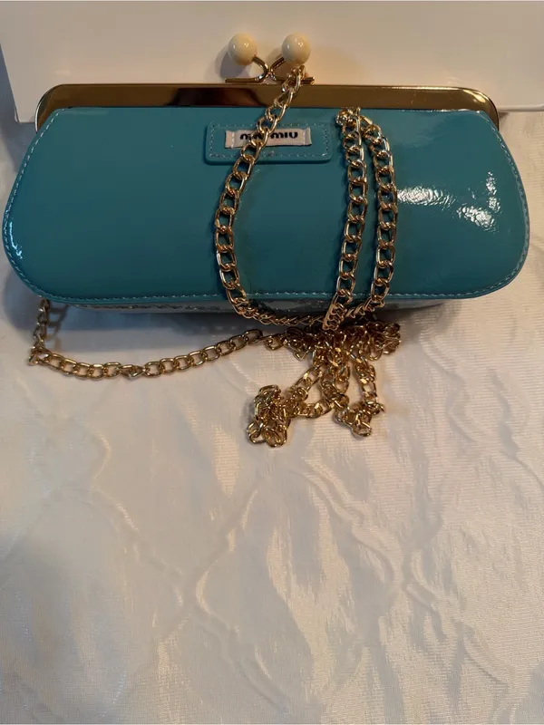 Miu Miu Blue Mini Pochette/Cross - Image 9