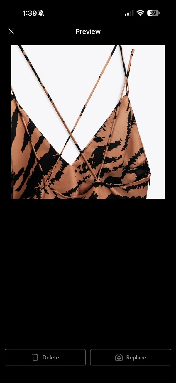 Zara Black and Tan Animal Print Top - Image 4