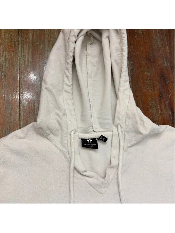 beardedgoat Womens XS/S Off White French Terry Hoodie Shorts Lounge Matching Set - Image 3