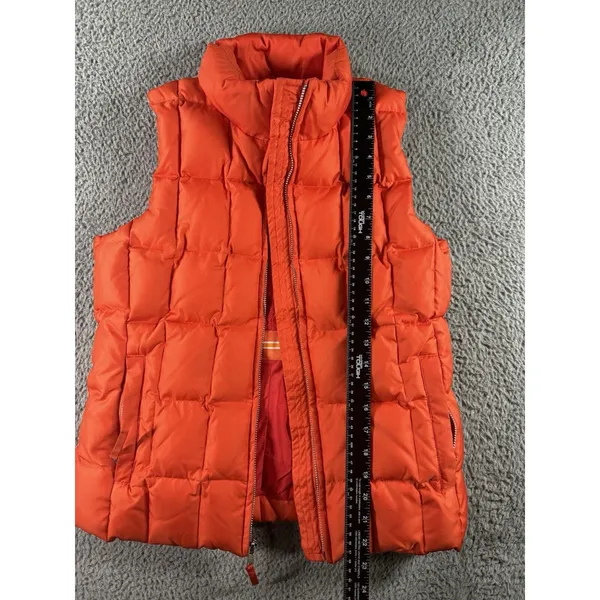 Gap Puffer Vest‎ Women S Orange Down Filled Quilted Full Zip Hiking Outdoor Neon - Image 5