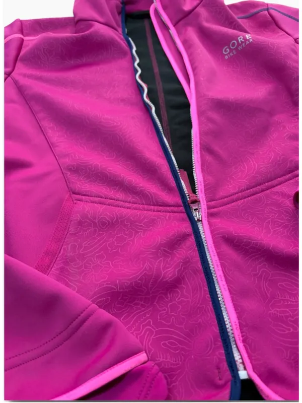 Women's Gore Bike Wear Pink & Black Hooded Cycling Jacket Size Lg - Image 6