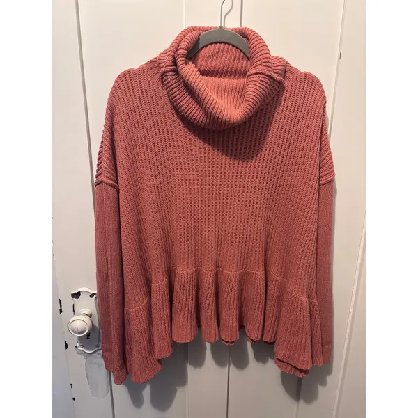 Free People Oversized Layer Cake Sweater L Dusty Rose coastal grandmother - Image 2