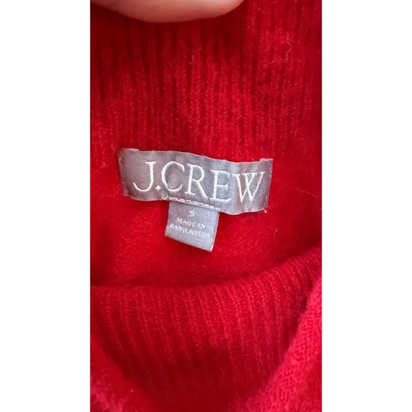 J. Crew Red Crew Neck Wool Blend Pullover Sweater Bright Red Size Medium - Image 3