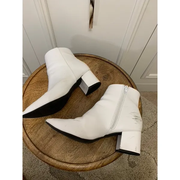 SHEIN Women's White‎ Ankle Booties Size 10 Block Heel Casual - Image 7