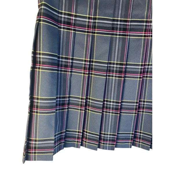 Dark Academia Womens grey, pink, neon yellow Plaid Skirt Size: See Measurements - Image 2