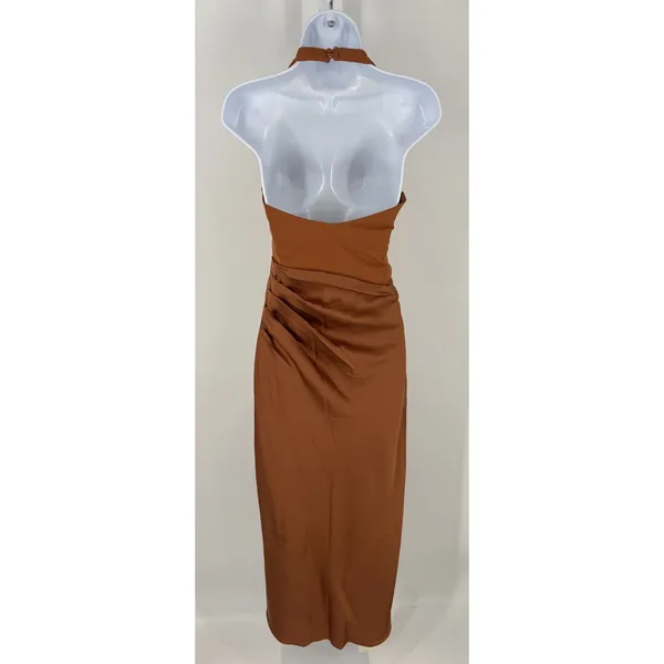 Abercrombie & Fitch Copper Brown Halter Midi Dress - Image 5