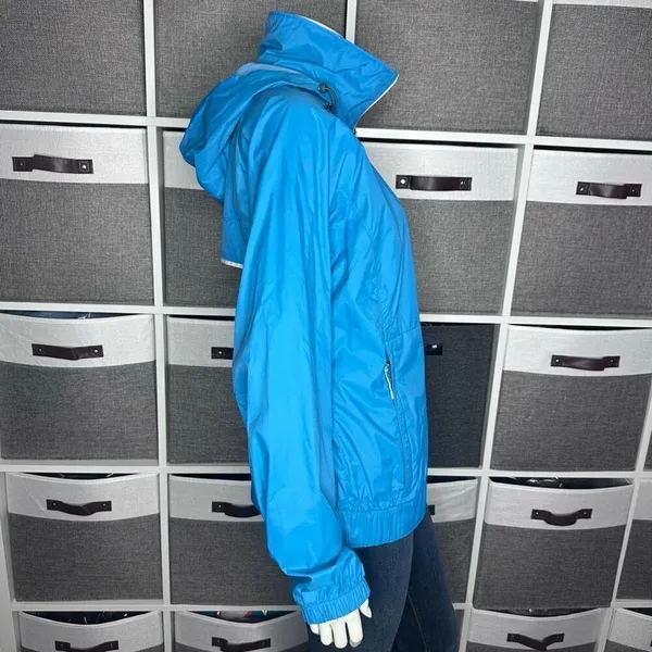 Columbia Omni-Shield Blue Outdoor Packable Windbreaker Rain Jacket Size Medium - Image 12