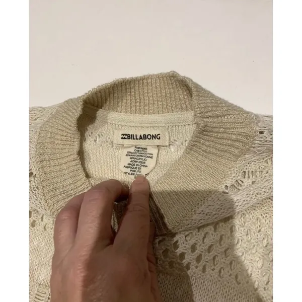 ABV) BILLABONG sweater women's size‎ S white open weave boxy small women - Image 6