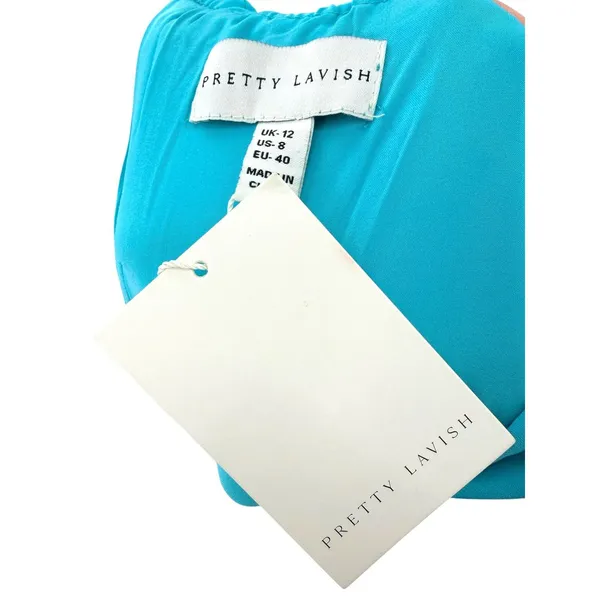 Pretty‎ Lavish Matilda Ruched Strapless Midi Dress Turquoise Blue Guest 8 NEW - Image 6