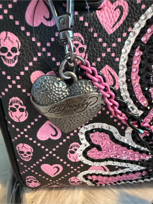 Ed Hardy Vegan Leather Skull Satchel Crossbody - Image 2