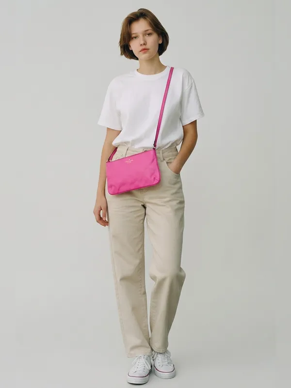 kate spade Hot Pink Leather Crossbody with Gold Logo - Image 6