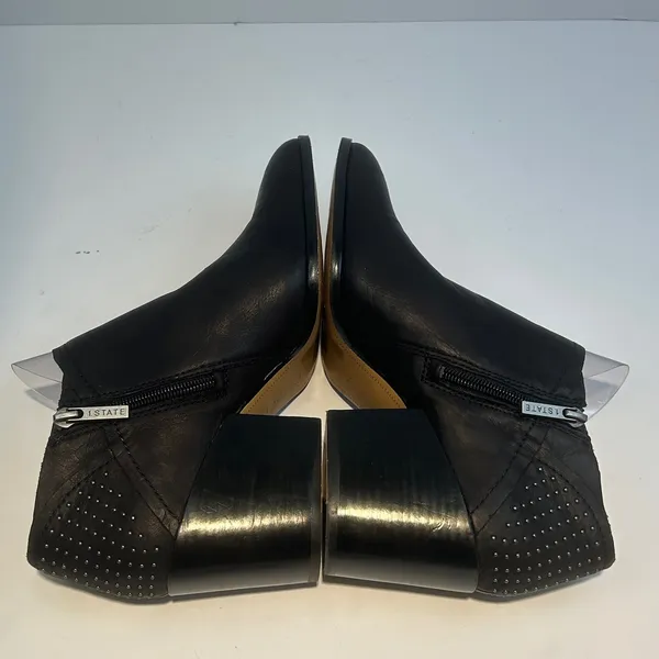 1.STATE Jelin Black Waxy Leather Studded Block Heel‎ Ankle Booties JELIN 9M - Image 10