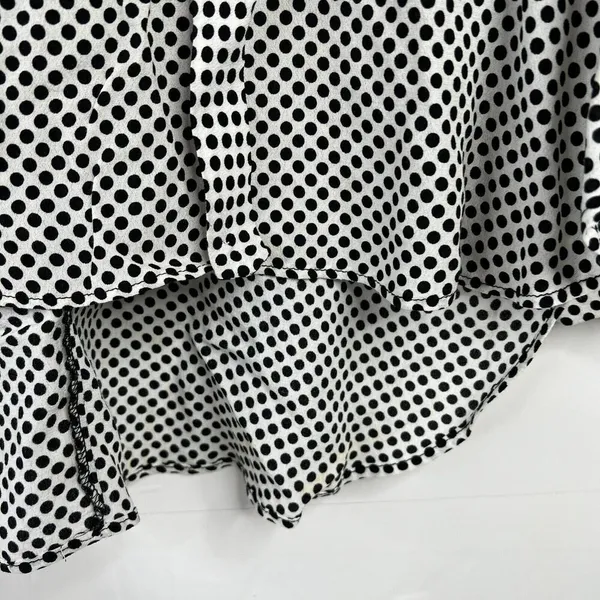 Zara Woman Size L Blouse Black Polka Dot Tie Neck Long Sleeve Flowy Long‎ Sleeve - Image 8