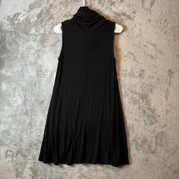 Abound Cowl Neck Knit Ribbed Sleeveless Dress Black Ribbed‎ Size Medium New - Image 3