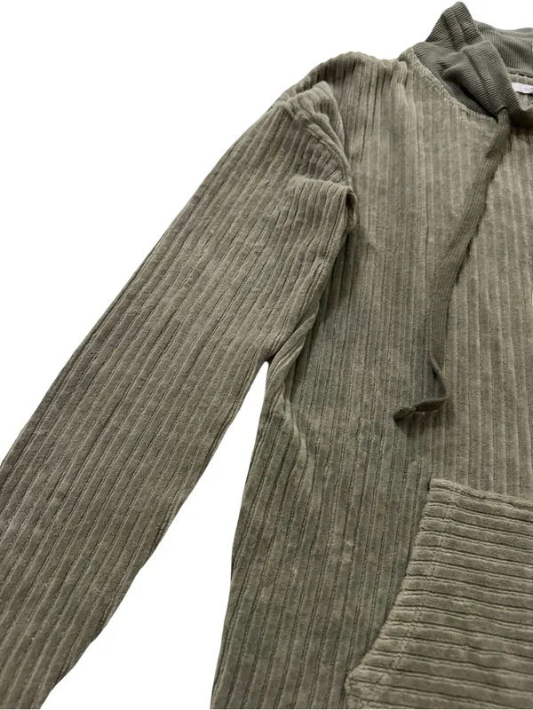 Maurices Olive Green Ribbed Corded Tie Neck Pullover Sweater Front Small Women's - Image 3