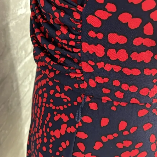 Ann Klein Red Spotted Faux Wrap Dress - Image 5