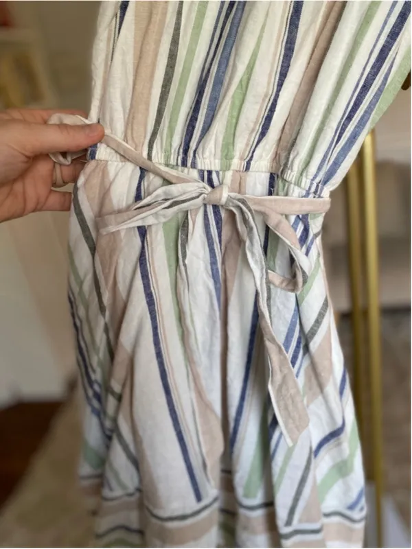 Mi Ami Linen Halter Mini Dress XXS Coastal Cottagecore Quiet Luxury Preppy Beach - Image 4