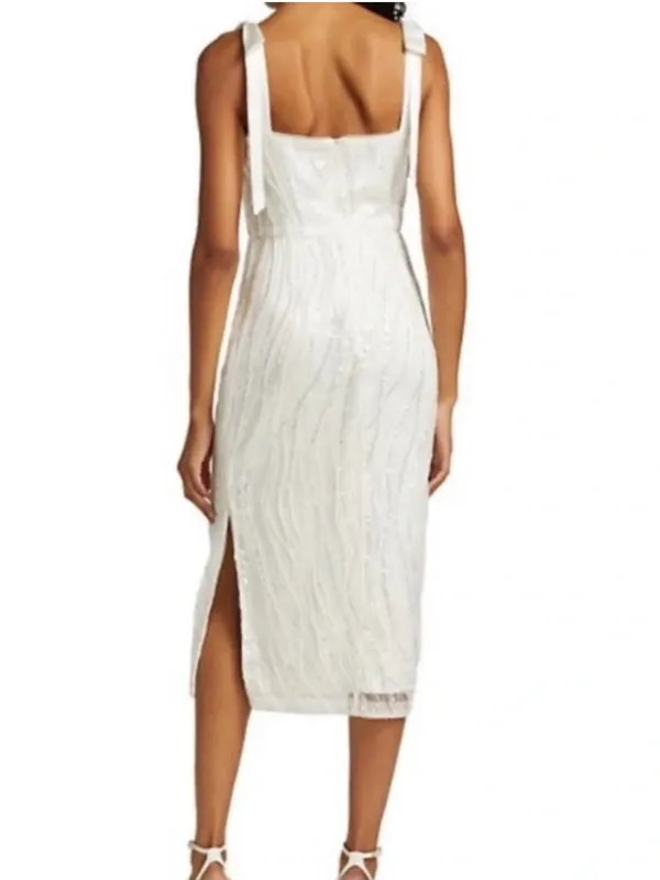 ML Monique Lhuillier Sequin Tie Shoulder Bridal Dress - Image 9