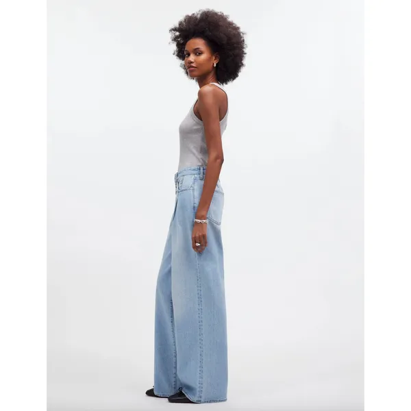 Madewell Superwide Leg Jeans Cather Wash Button Front Blue High Rise US 26 NWT - Image 5
