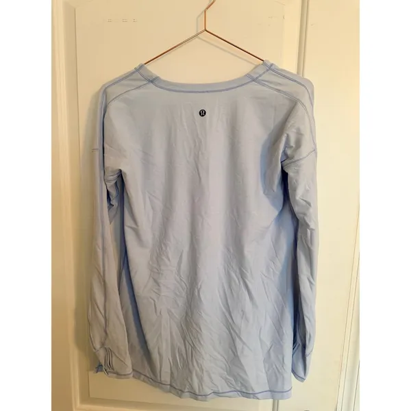 Lululemon Emerald Long Sleeve Top Womens‎ Blue Excellent V-Neck Thumbholes Slit - Image 2