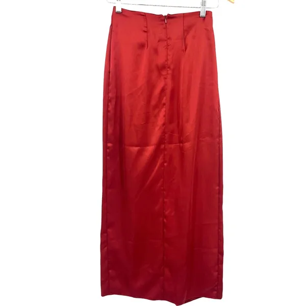 Asos Maxi Wrap Satin Skirt Sz 0 Rust Y2K Minimalist Formal Bias Sleek Modern - Image 4