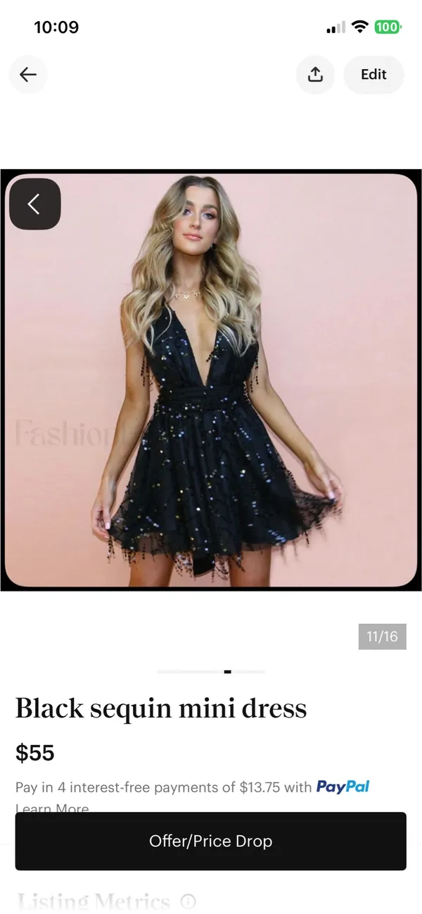 Black sequin mini dress - Image 11