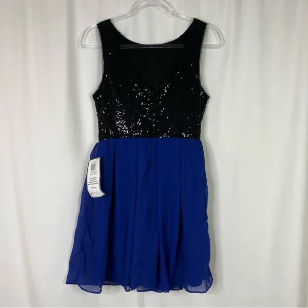 B.Darlin Junior's Black and Blue Sequin Party Dress Homecoming NWT Size M - Image 6