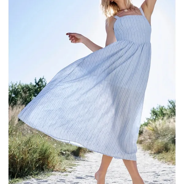 NEW Altar’d State Blue Striped Maxi Dress Size XL NWT - Image 2