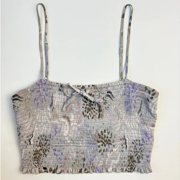Aritzia Wilfred Lavender Floral Crop Tank Top Pastel Fairy Delicate Small - Image 2
