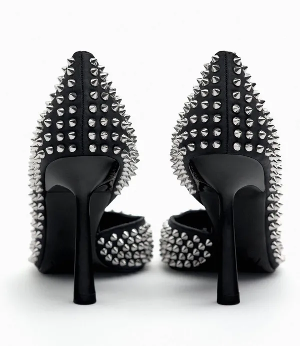 studded heels high heel shoes in black - Image 6