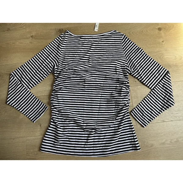 NWT Madewell Ruched Crewneck Long-Sleeve Tee in Soft Slub Jet black size M - Image 3