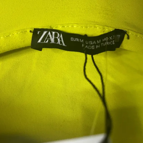 Zara Lime Green Dress With‎ Gathered Waist Size Medium - Image 9
