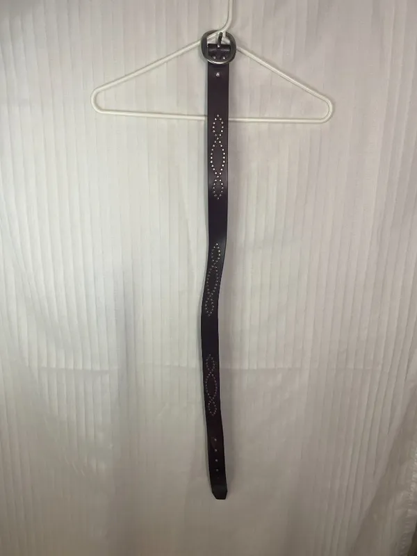 Vintage Brown Genuine Italian Leather Studded Belt Size Medium USA Made Western - Image 2