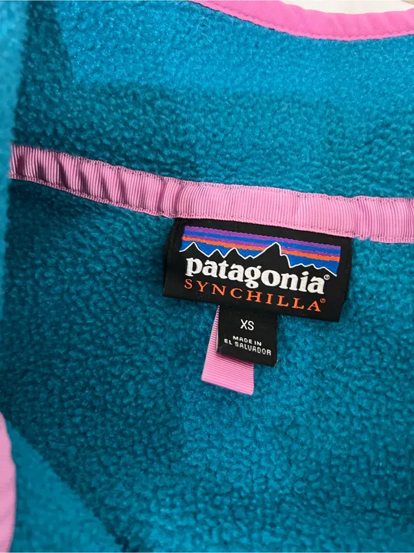 Patagonia Synchilla Snap-T Fleece Jacket Blue Teal Pink Pullover Size XS - Image 3