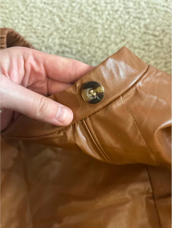 A21 skirt girl 13-14 years brown faux leather mini short fun - Image 2