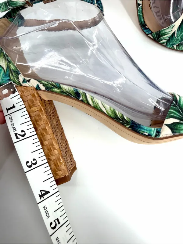 Sam Edelman Yaro Jade Palm Print Ankle Strap Summer Tropical Botanical Sandals - Image 7
