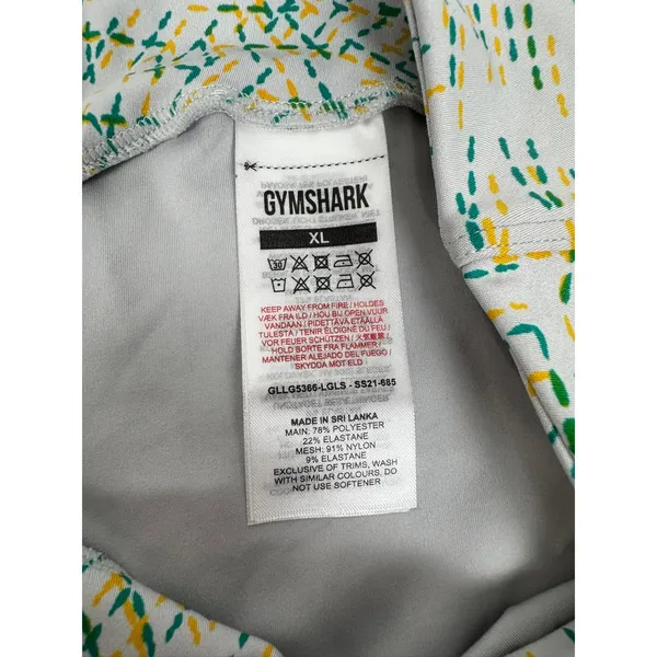 Gymshark Womens XL Grey Green Yellow Swirl Print High Waisted Leggings - Image 4
