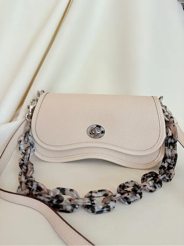 Coach Coachtopia Wavy Dinky Bag w/ 2 Straps in Silver/Cloud Pebble Leather ck113 - Image 2