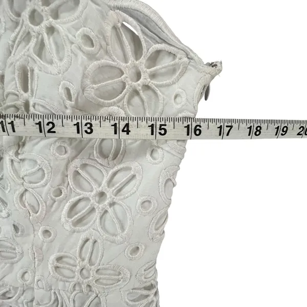 Milly New York Emalina Dress 10 White Floral‎ Eyelet Strapless Lined Chic Modern - Image 8