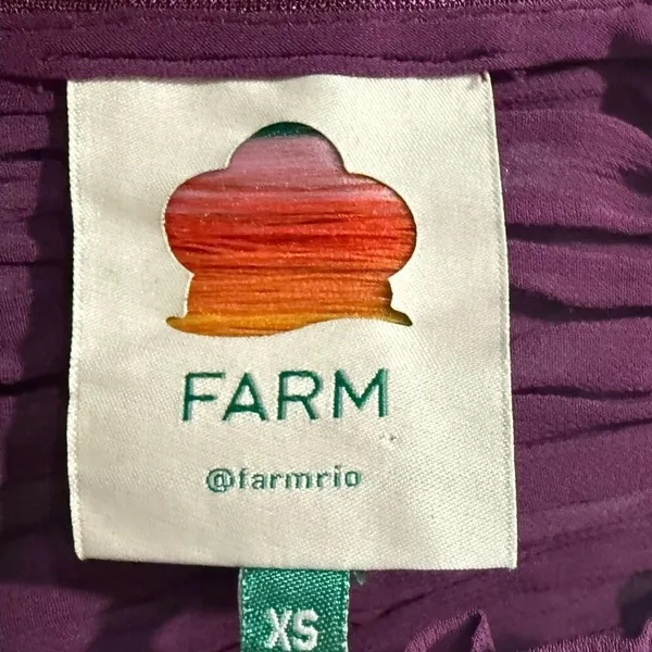 FARM RIO Ruffled Pleated Burgundy Purple Peplum‎ Blouse Sheer Sleeve Top XS - Image 6