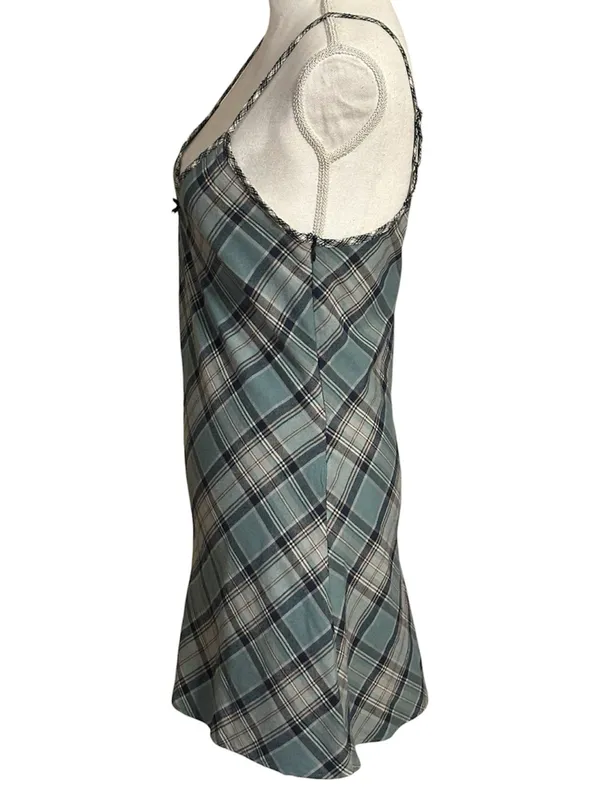 Zara Plaid V-neck Spaghetti Strap Mini Slip Dress NWT - Image 3
