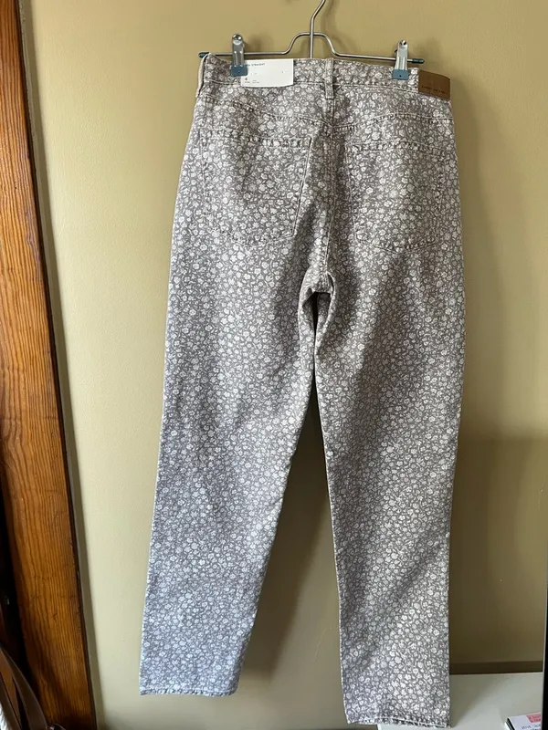 4 Long - American Eagle Outfitters Dusty Brown Floral Straight-Leg Jeans - Image 3